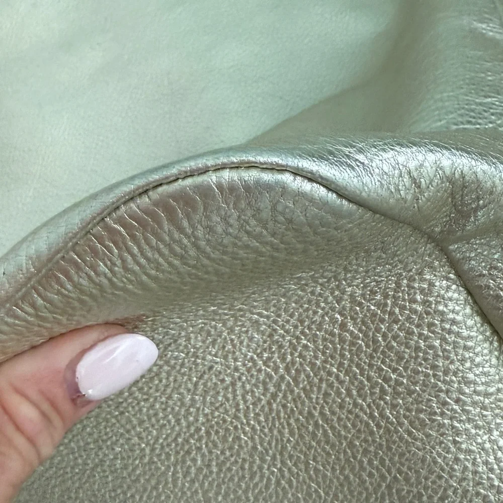 Metallic Pearl Shoulder Hobo with Tan Strap - Picture 4 of 16